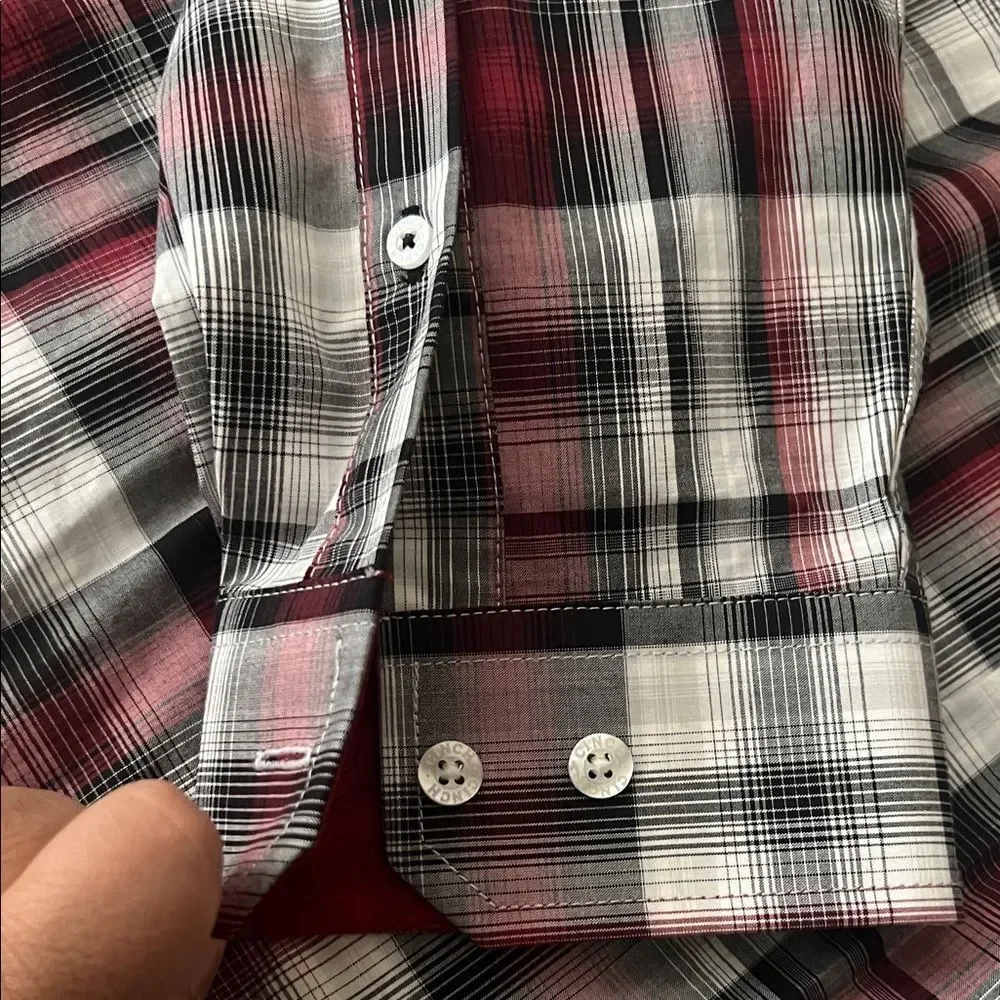 Cinch Red and Black Plaid Button-Down Shirt